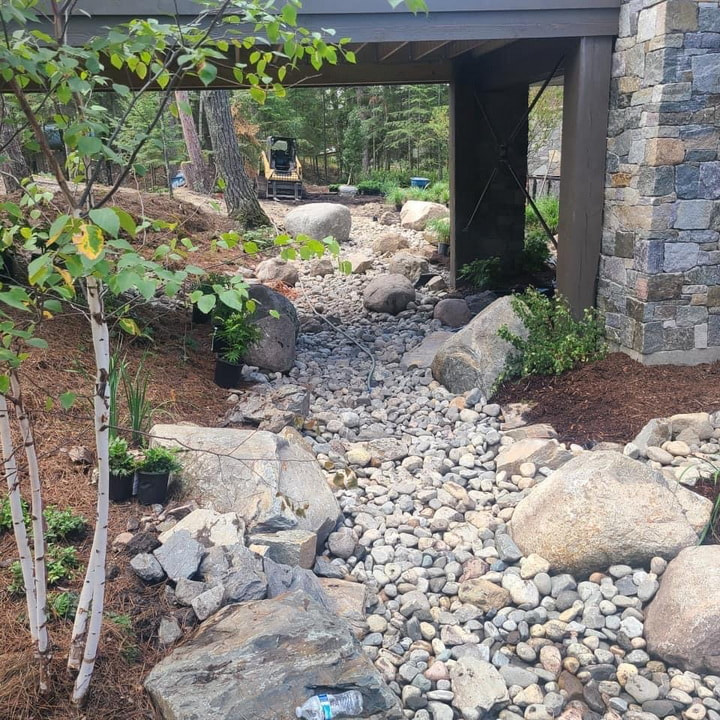 Picture hardscape creek bed drainage contractor charlotte nc weddington waxhaw lake wylie fort mill rock hill sc