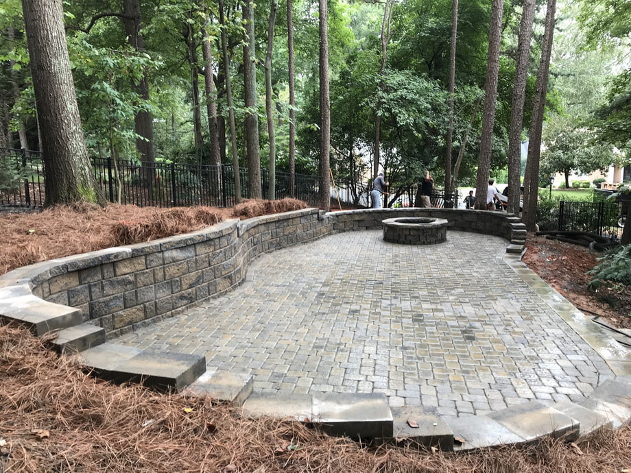 Picture hardscape retaining wall patio fire pit contractor charlotte nc weddington waxhaw lake wylie fort mill rock hill sc