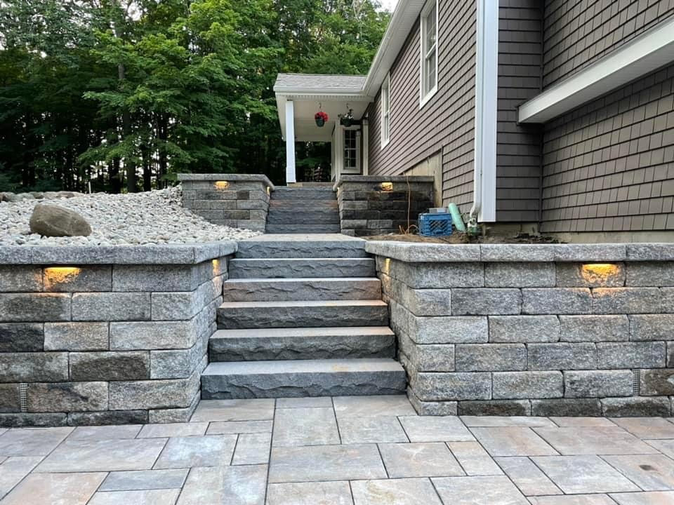 Picture hardscape retaining wall stairs contractor charlotte nc weddington waxhaw lake wylie fort mill rock hill sc