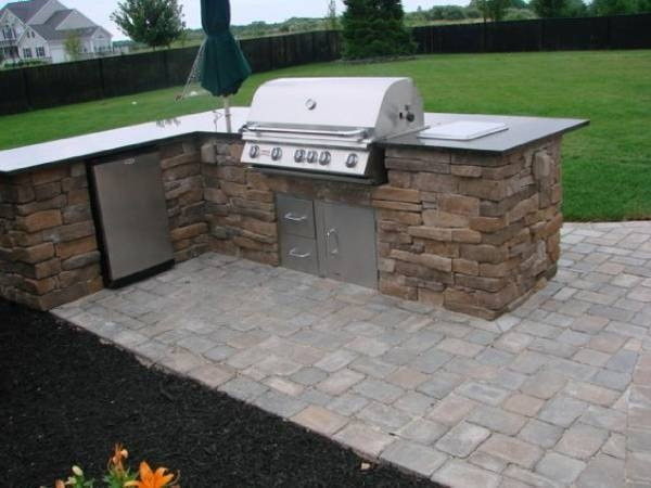 Picture outdoor kitchen space flagstone pavers charlotte nc weddington waxhaw lake wylie fort mill rock hill sc