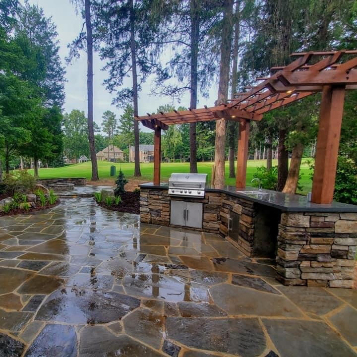 Picture outdoor living kitchen space charlotte nc weddington waxhaw lake wylie fort mill rock hill sc